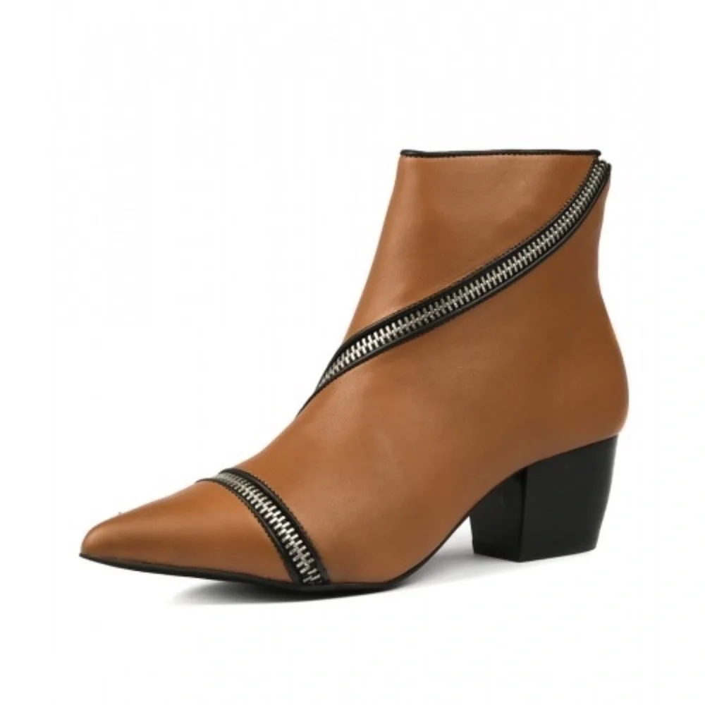 NWT SOL SANA Diego Caramel Leather Zipper Boots- 6
